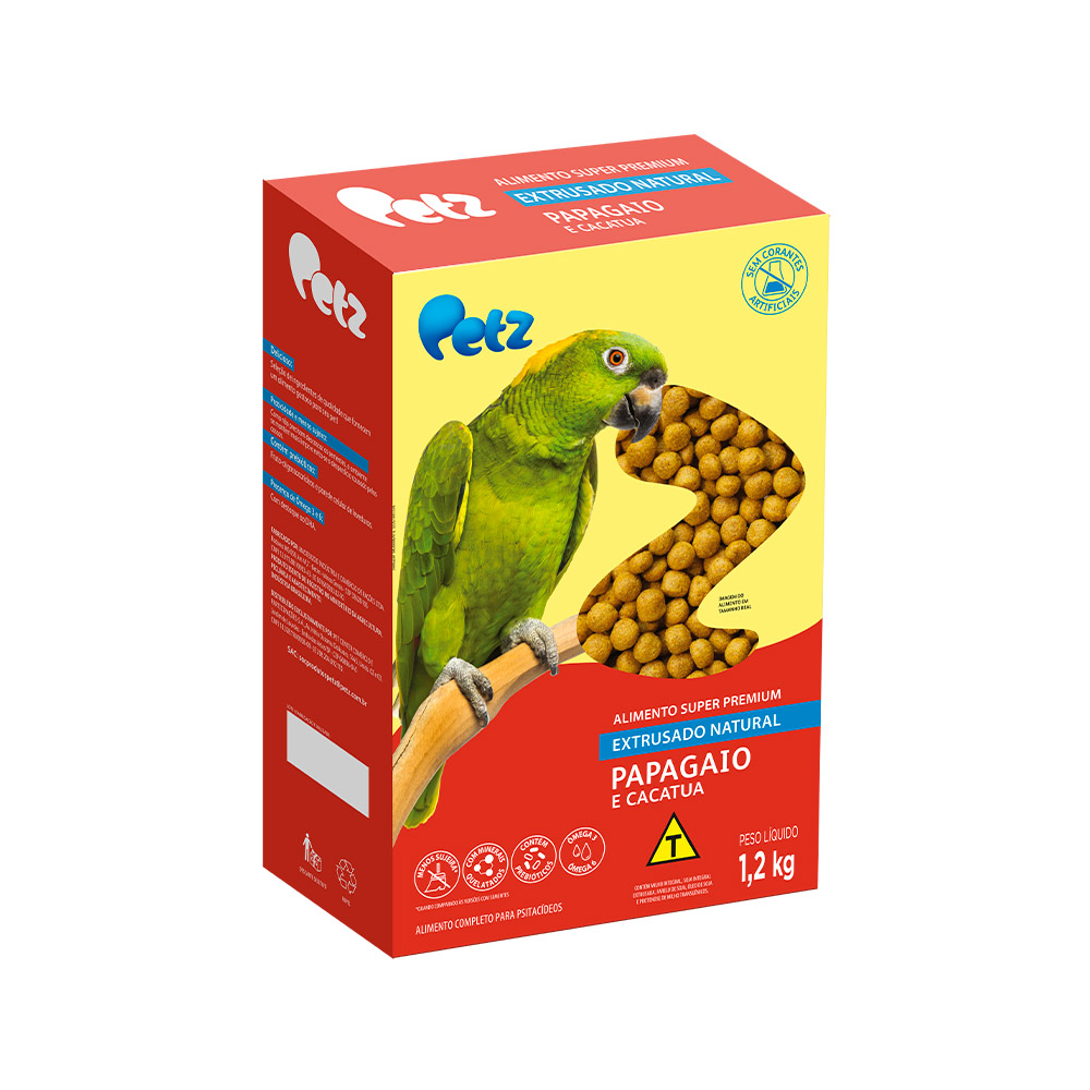 Alimento Pássaro Petz Extrusado Natural para Papagaio e Cacatua