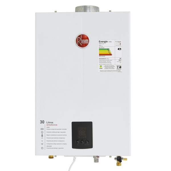 Aquecedor de Água a Gás Rheem 30L/min GLP Branco Digital RB3AP30PVPTIC