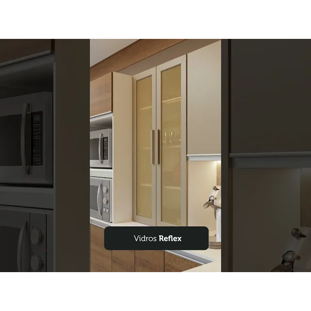 Armário de Cozinha Completa de Canto 100% MDF 447cm Branco/Rustic/Crema Smart Madesa 02 Branco/Rustic/Crema