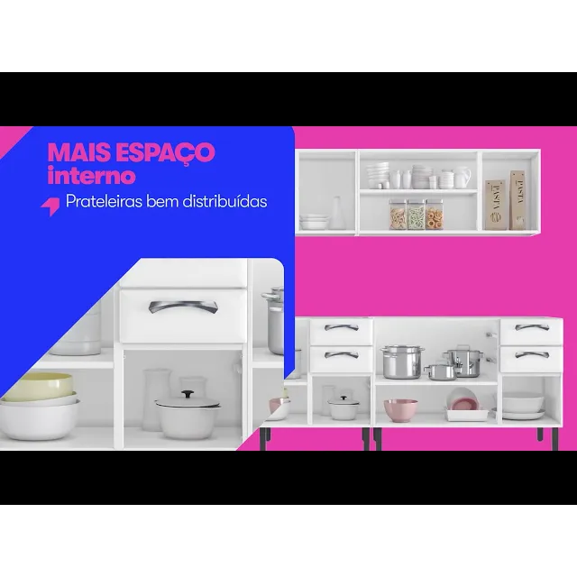 Balcão Cozinha em Aço 4 Portas 2 Gavetas 160cm sem Tampo New Premium Itatiaia  Branco