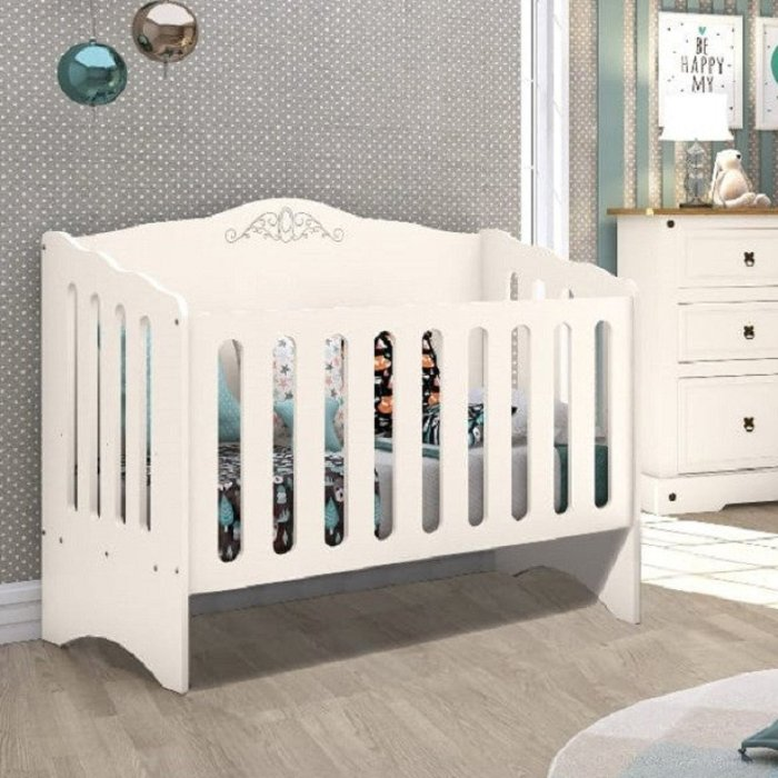 Berço Americano em MDF Wall Smile Creme