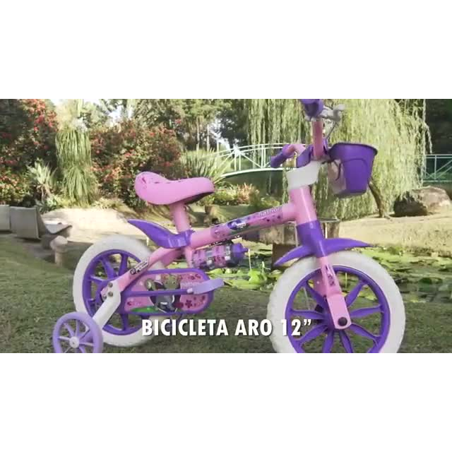 Bicicleta Bike Criança 2 A 5 Anos Aro 12 Nathor Infantil Rosa C/ Rodinha Menina e Menino