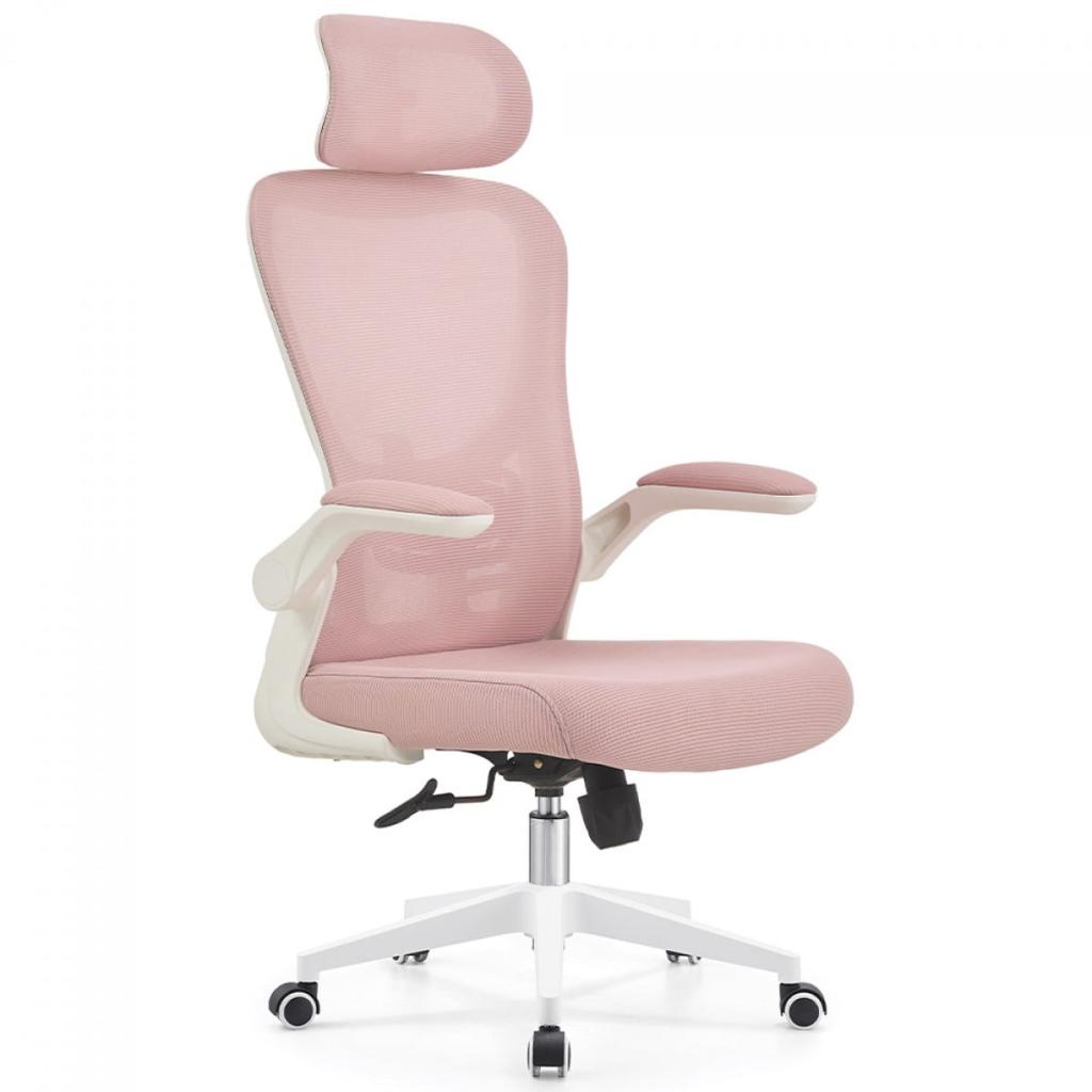 Cadeira De Escritório Dr. Office Handy V2, Mesh, Rosa e Branca, DR-CH-HV2R1PBF