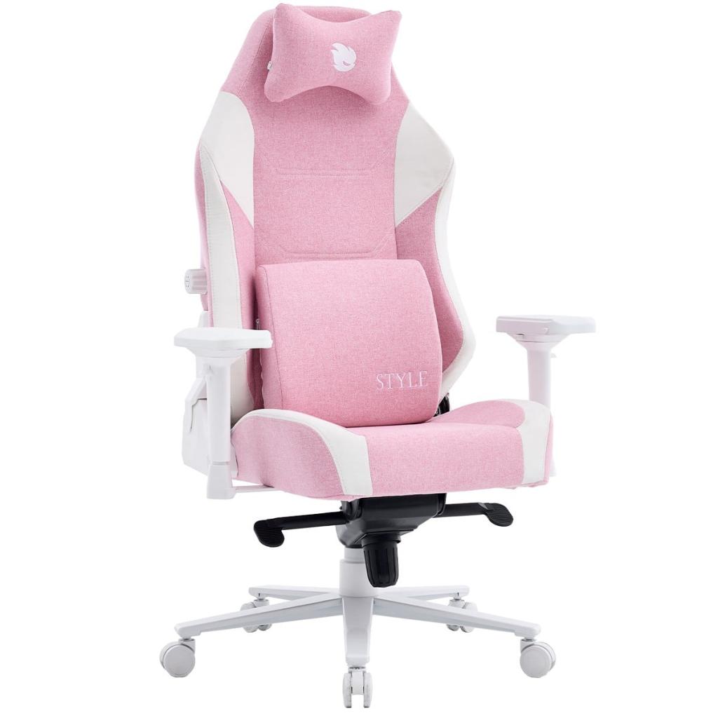 Cadeira Gamer Terabyte New Style, Reclinável, 4D, Tecido, Rosa e Branca, TR-CH-NSR4DPWF