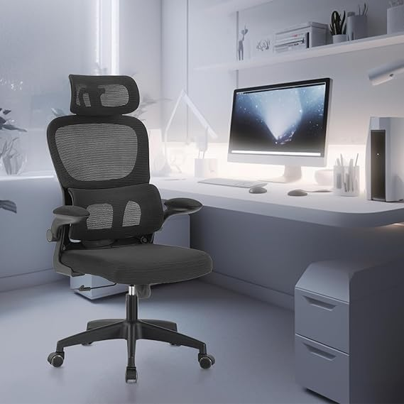 Cadeira de Escritório Premium Ajuste Lombar Apoio de Cabeça Ajustável Ergonômica