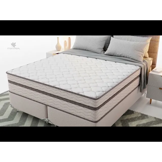 Cama Box Solteirão 108x198x63cm Molas Ensacadas Sonhare Montreal Bege