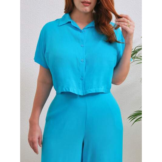 Camisa manga curta viscose curve feminino