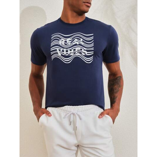 Camiseta De Manga Curta Shein Em Malha Com Estampa Masculina