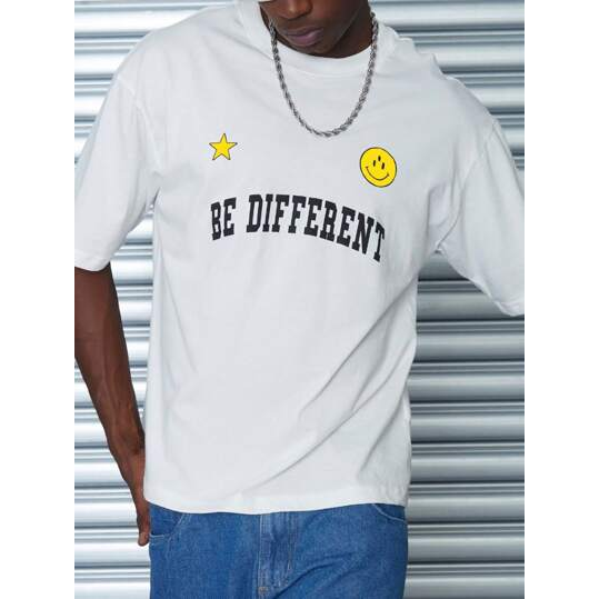 Camiseta Oversized Bubble Masculina de Algodão Branco Streetlife da SHEIN