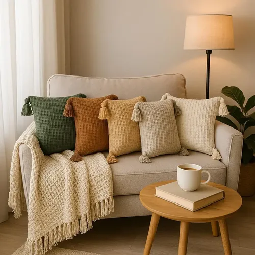 Capa De Almofada Piquet Com Pompom Nórdica 45x45