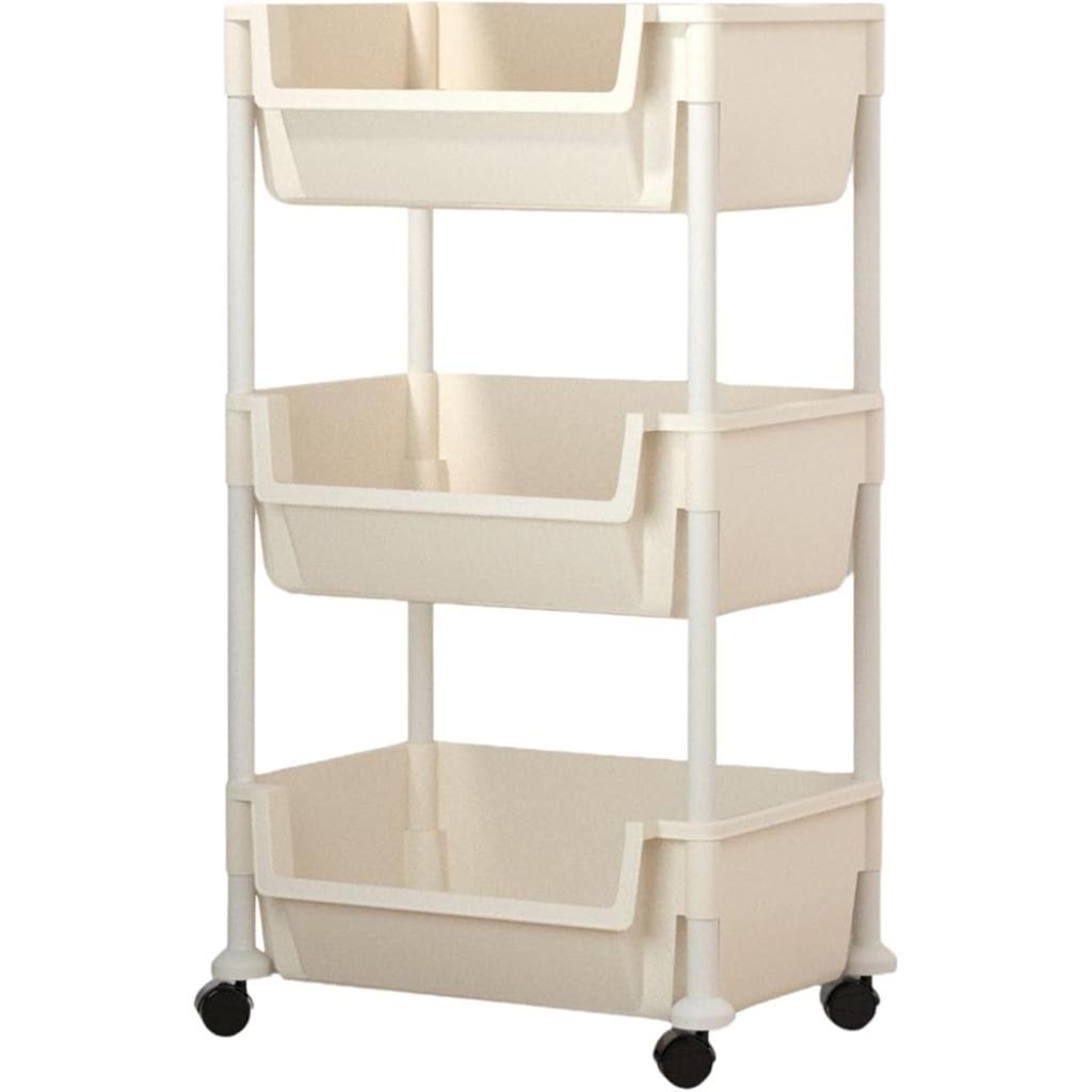 Carrinho Organizador Multiuso 3 Prateleiras com Rodinhas para Cozinha Banheiro Salão Manicure Cabeleireiro (Branco)