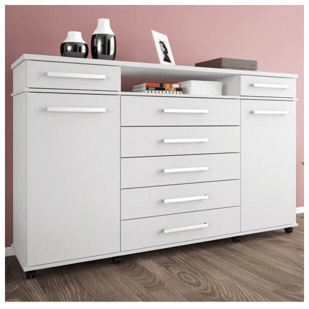 Cômoda 7 Gavetas 2 Portas com Rodízios London Yescasa Branco