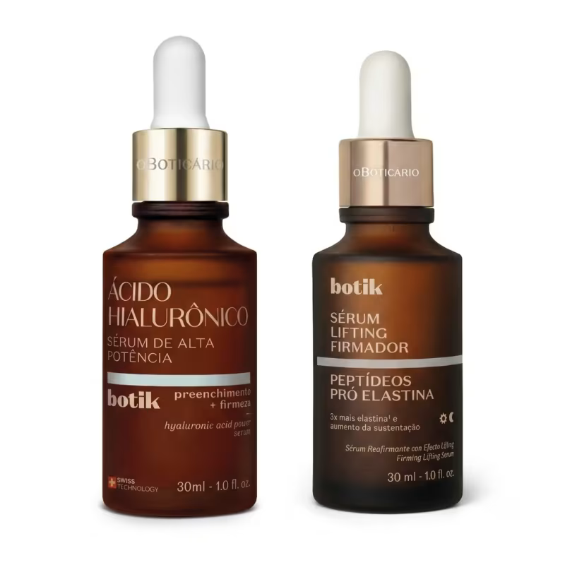 Combo Botik: Sérum de Alta Potência Ácido Hialurônico 30ml + Sérum Lifting Firmador Peptídeos Pró-Elastina 30ml