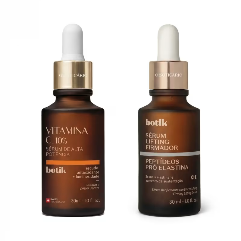 Combo Botik: Sérum de Alta potência Vitamina C 10% 30ml + Sérum Lifting Firmador Peptídeos 30ml