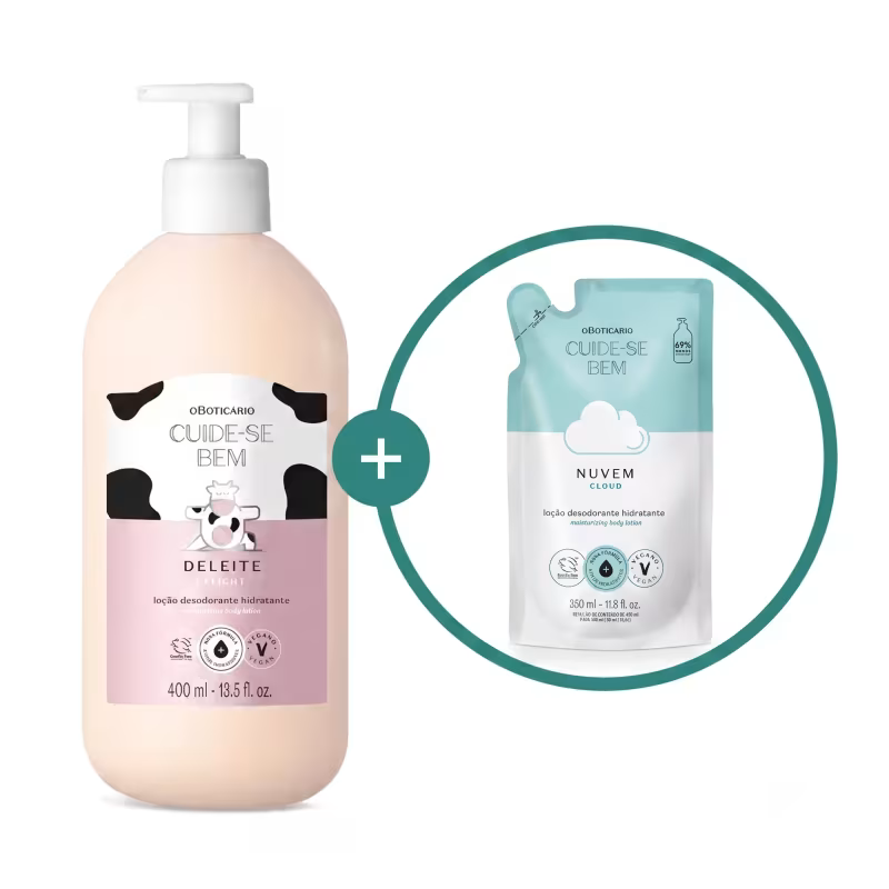 Combo Cuide-se Bem: Loção Corporal Deleite 400ml + Refil Nuvem 350ml