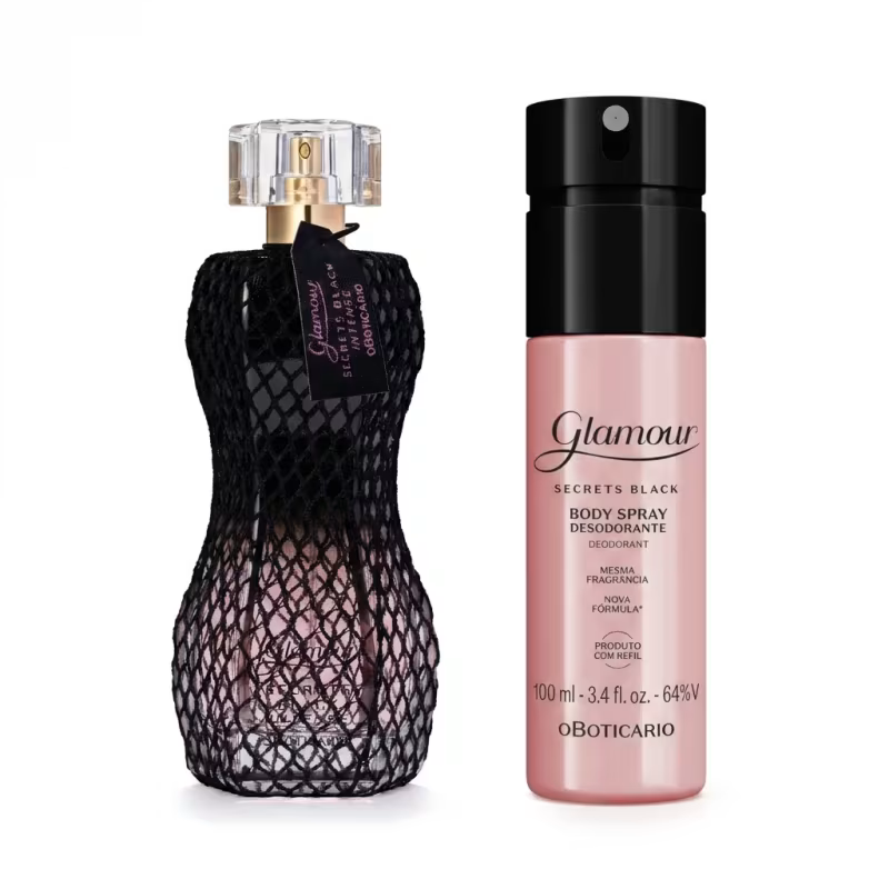 Combo Glamour Secret Black: Desodorante Colônia Intense 75ml + Body Spray 100ml