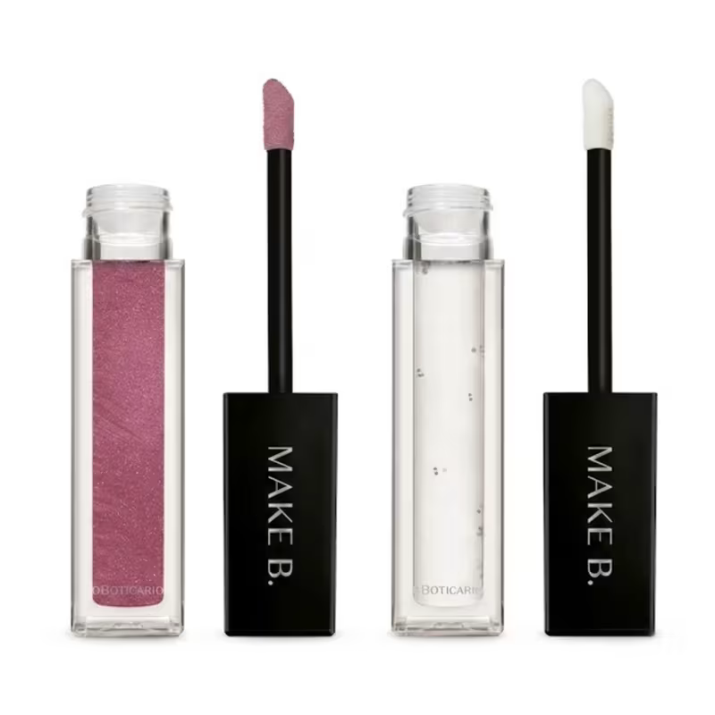 Combo Make B.: Gloss Labial Rose Lover 5ml + Gloss Labial Incolor Crystal Icon 5ml