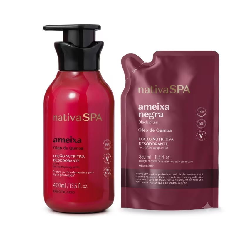 Combo Nativa SPA: Loção Hidratante Desodorante Corporal 400ml + Refil Loção Corporal Ameixa Negra 350ml