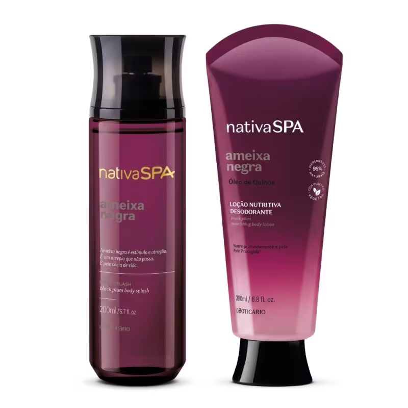 Combo Nativa Spa Ameixa Negra: Body Splash 200ml + Loção Corporal 200ml