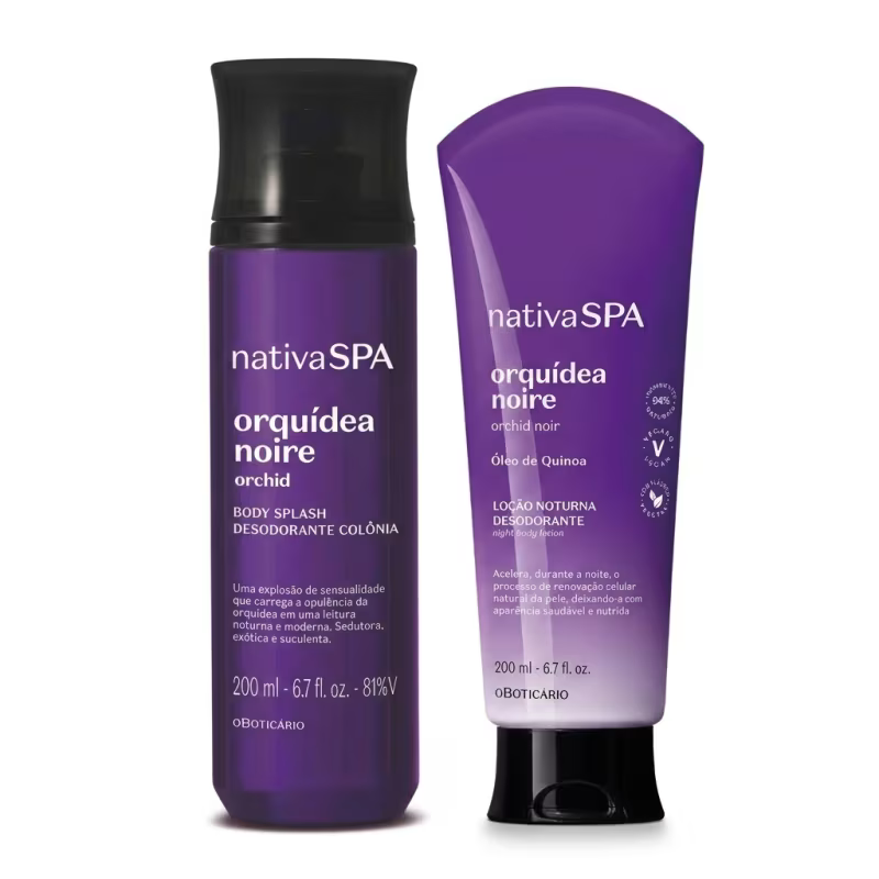 Combo Nativa Spa Orquídea Noire: Body Splash 200ml + Loção Corporal 200ml