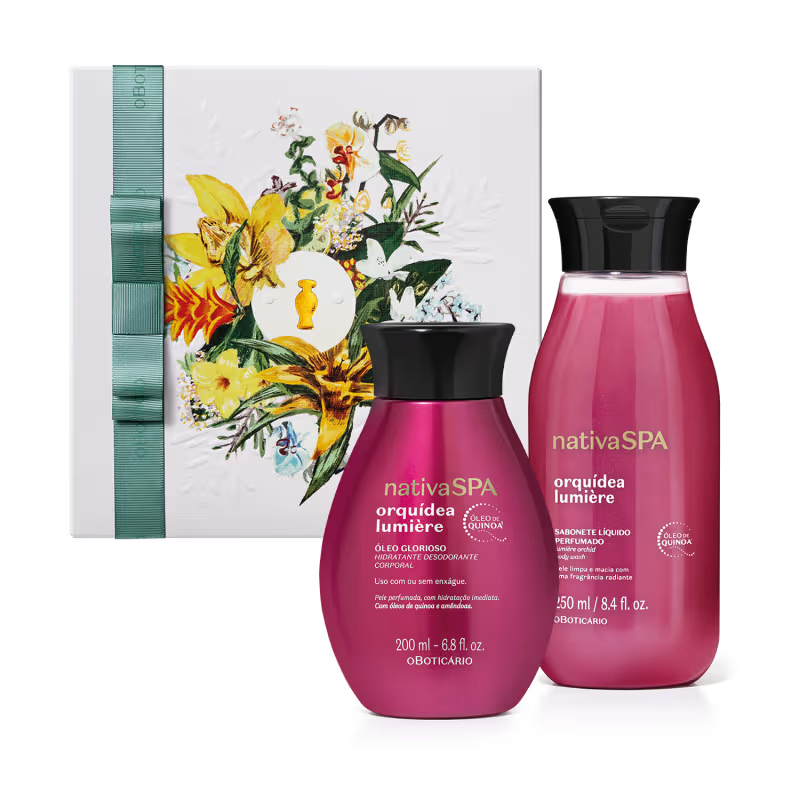 Combo Presente Dia Das Mães Nativa Spa Orquídea Lumiére: Loção Corporal 200ml + Sabonete Líquido Perfumado 250ml