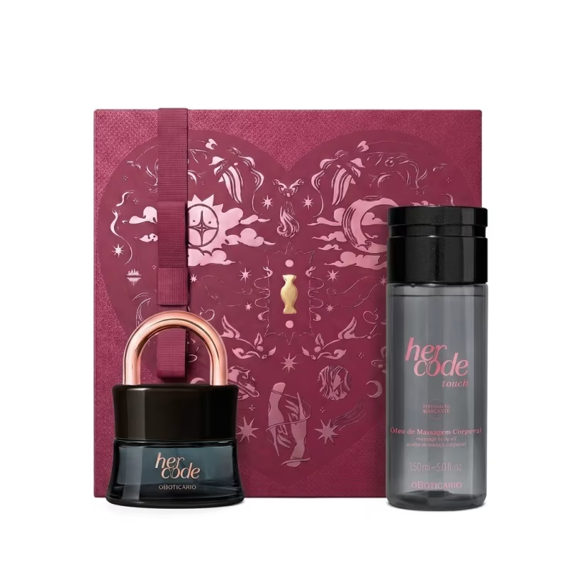 Combo Presente Dia Dos Namorados Her Code: Eau de Parfum 50ml + Óleo De Massagem Corporal  Touch 150ml