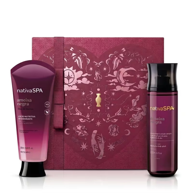 Combo Presente Dia Dos Namorados Nativa Spa Ameixa Negra: Body Splash 200ml + Loção Corporal 200ml