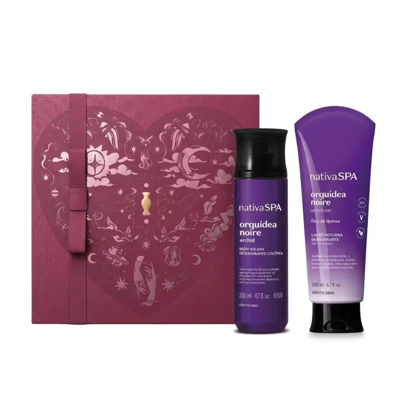 Combo Presente Dia Dos Namorados Nativa Spa Orquídea Noire: Body Splash 200ml + Loção Corporal 200ml
