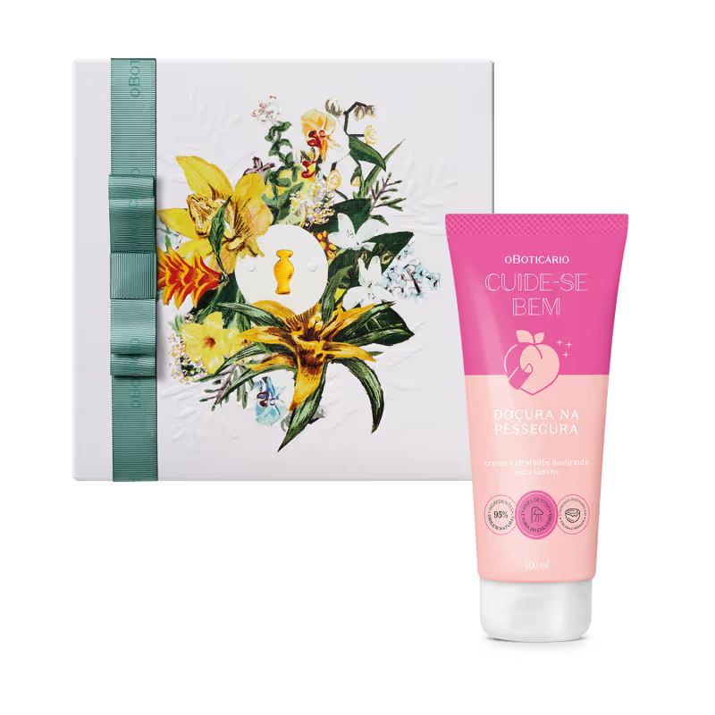 Combo Presente Dia das Mães Creme Hidratante Deslizante Para Lâmina Cuide-se Bem Doçura na Pessegura 200ml