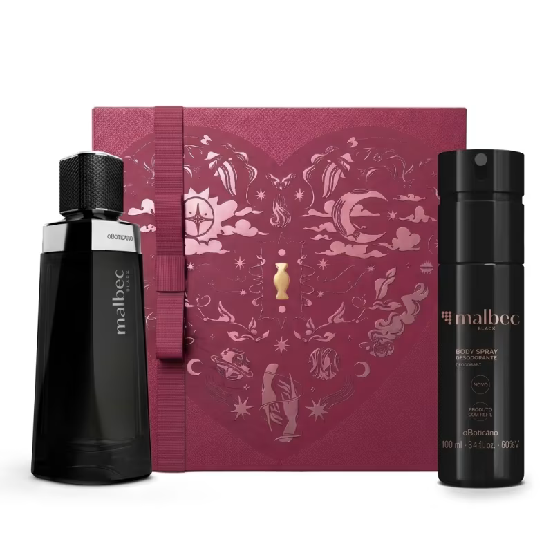 Combo Presente Dia dos Namorados Malbec Black: Desodorante Colônia 100ml + Body Spray 100ml