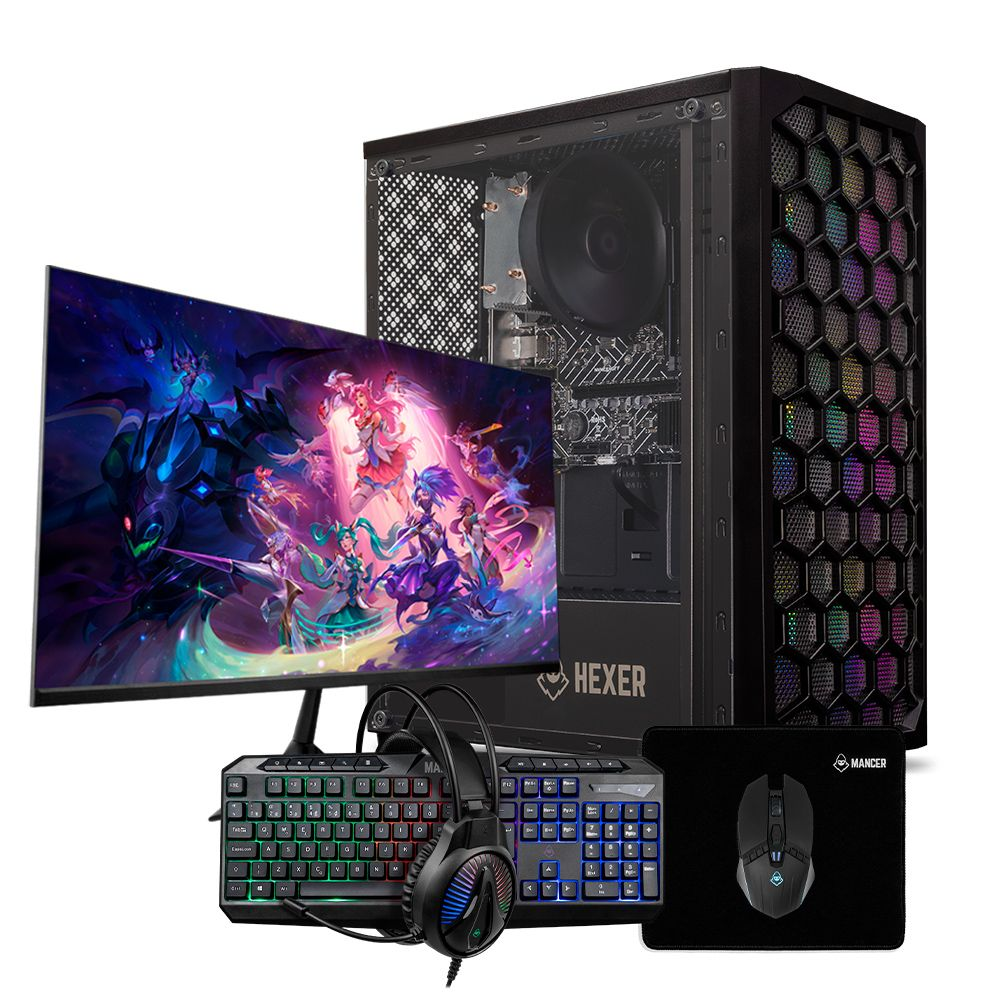 Computador Gamer Completo Pichau Lamia V, AMD Ryzen 5 3400G, 16GB DDR4, SSD 480GB + Monitor + Kit Periféricos