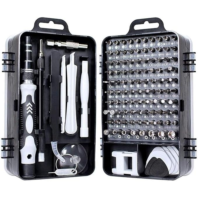 Conjunto de Chaves de Fenda de Precisão 115 em 1 Kit Ferramentas Reparo com Driver Magnético para Celular PC iPhone Notebook Console Óculos Câmera Bolsa Portátil Inclui 98 Bits Acessórios