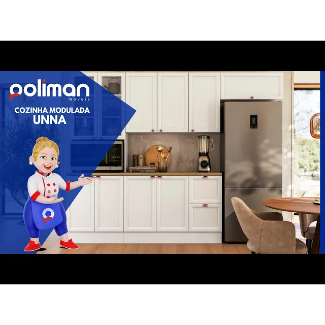 Cozinha Modulada 4 Peças 7 Portas 2 Gavetas com Balcão para Pia Unna Yescasa Branco