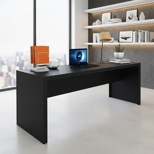 Escrivaninha Mesa Escritório ME4185 2 Lugares 180cm Preto Preto