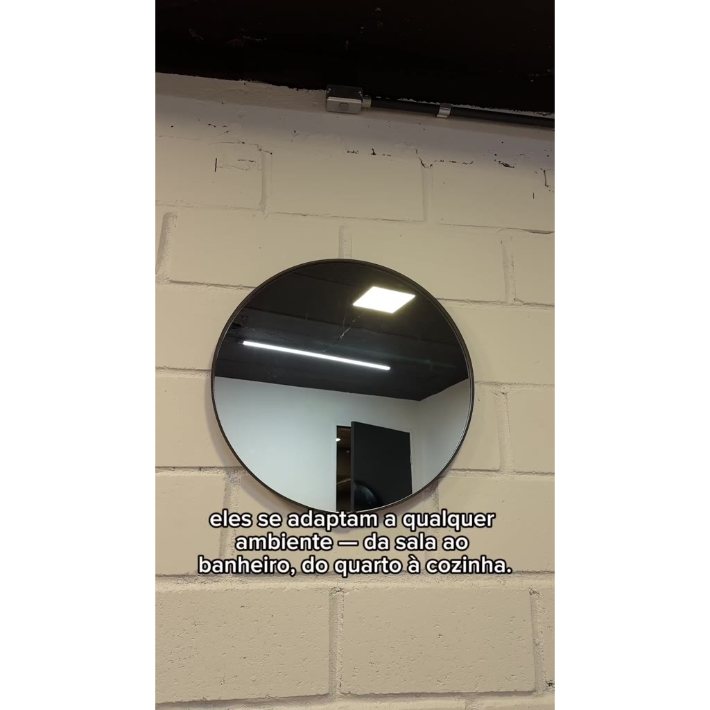Espelho Adnet Couro Costurado + Suporte Fixação 60cm 50cm 40cm 30cm Sala Quarto Banheiro Hall