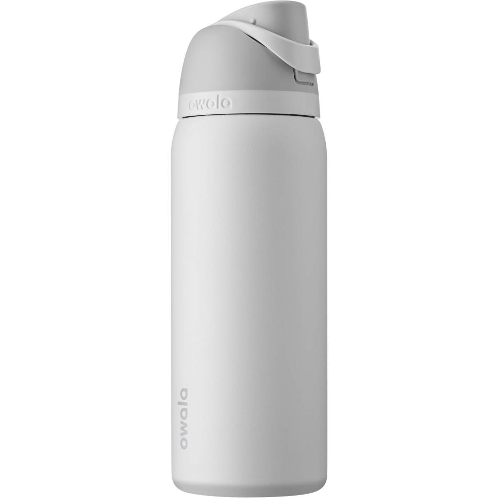 Garrafa de água de aço inoxidável isolada Owala FreeSip com tampa de botão, 946ml, Shy Marshmallow