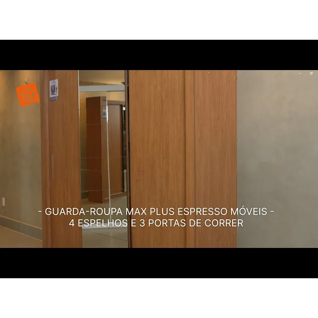 Guarda-Roupa Casal 4 Espelhos 3 Portas de Correr 4 Gavetas Max Plus Espresso Móveis Branco