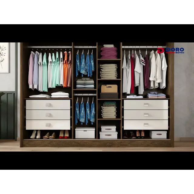 Guarda Roupa Casal 2 Portas 6 Gavetas 100% Mdf Coliseu Cinamomo/Off White