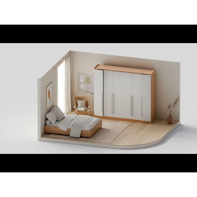 Guarda Roupa Casal 6 Portas 8 Gavetas 270cm Portugal Espresso Móveis   Cinamomo/Off White