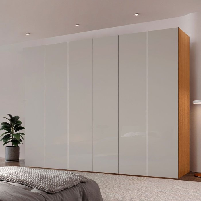 Guarda Roupa Casal Coliseu 100 Mdf 6 Portas e 6 Gavetas Moderna Mobília Off White/Naturalle
