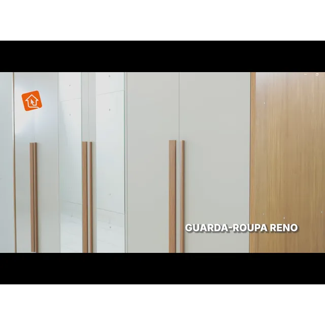 Guarda Roupa Casal MDF 6 Portas 6 Gavetas com Espelho Reno Branco