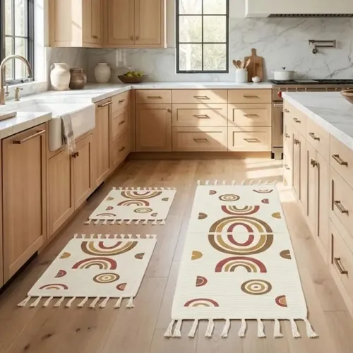 Jogo De Passadeira E Tapetes Para Cozinha Minimalista 3 Pçs