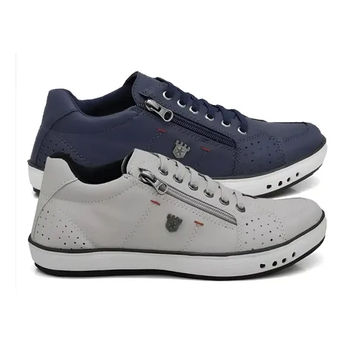 Kit 2 Pares Sapatenis Casual Sapato Com Zíper Elástico