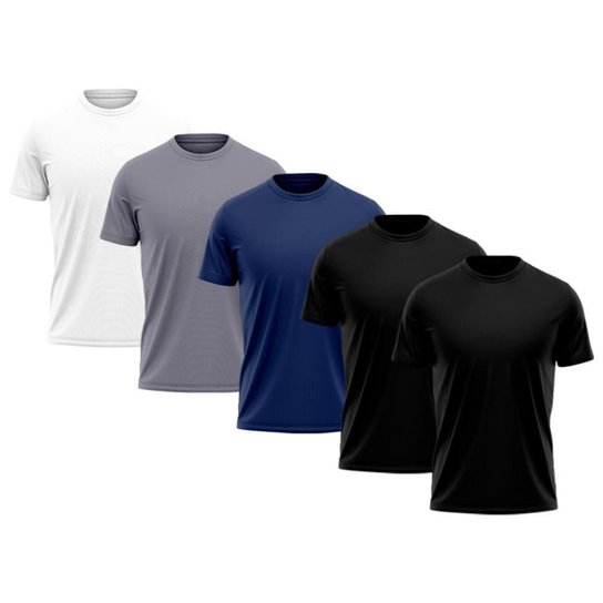 Kit 5 Camiseta Masculina Dry Proteção Solar UV Térmica Academia Treino Camisa Praia Camisetas - Colorido