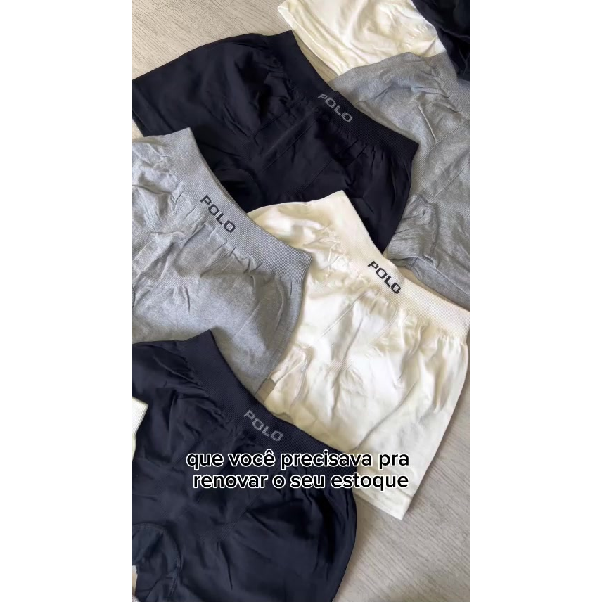 Kit Com 5 Cuecas Boxer Polo 781 Algodão Sem Costura Sortido