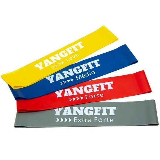 Kit Mini Band Faixa Elástica Circular 4 Intensidades Yangfit - Vermelho+Amarelo