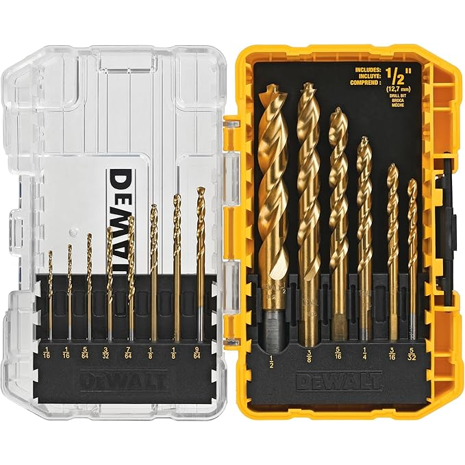 Kit de brocas DEWALT DW1354, revestidas com nitreto de titânio, 14 peças