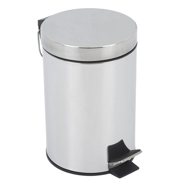 Lixeira para Banheiro 3L Metal Aço Inox Pedal Prata Brilhante Sensea