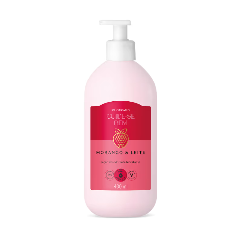 Loção Hidratante Desodorante Corporal Cuide-se Bem Morango e Leite 400ml