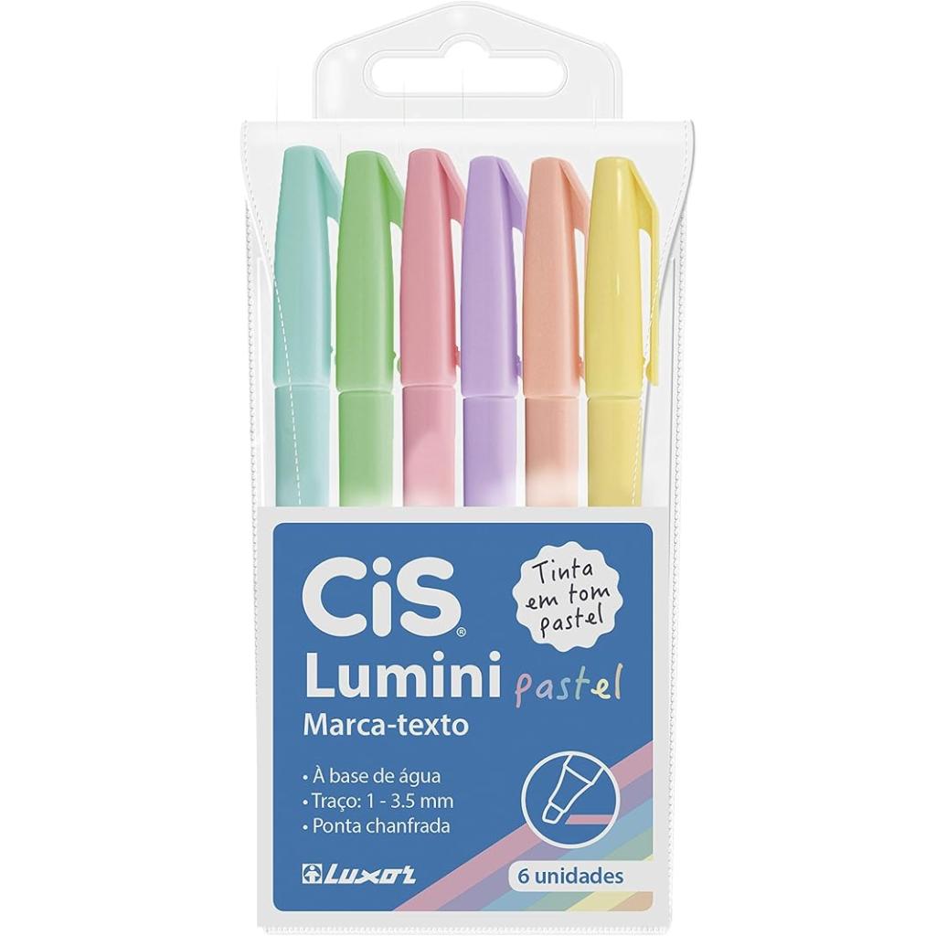 Marca Texto, CIS, Lumini Pastel 56.9800, Multicor, pacote de 6